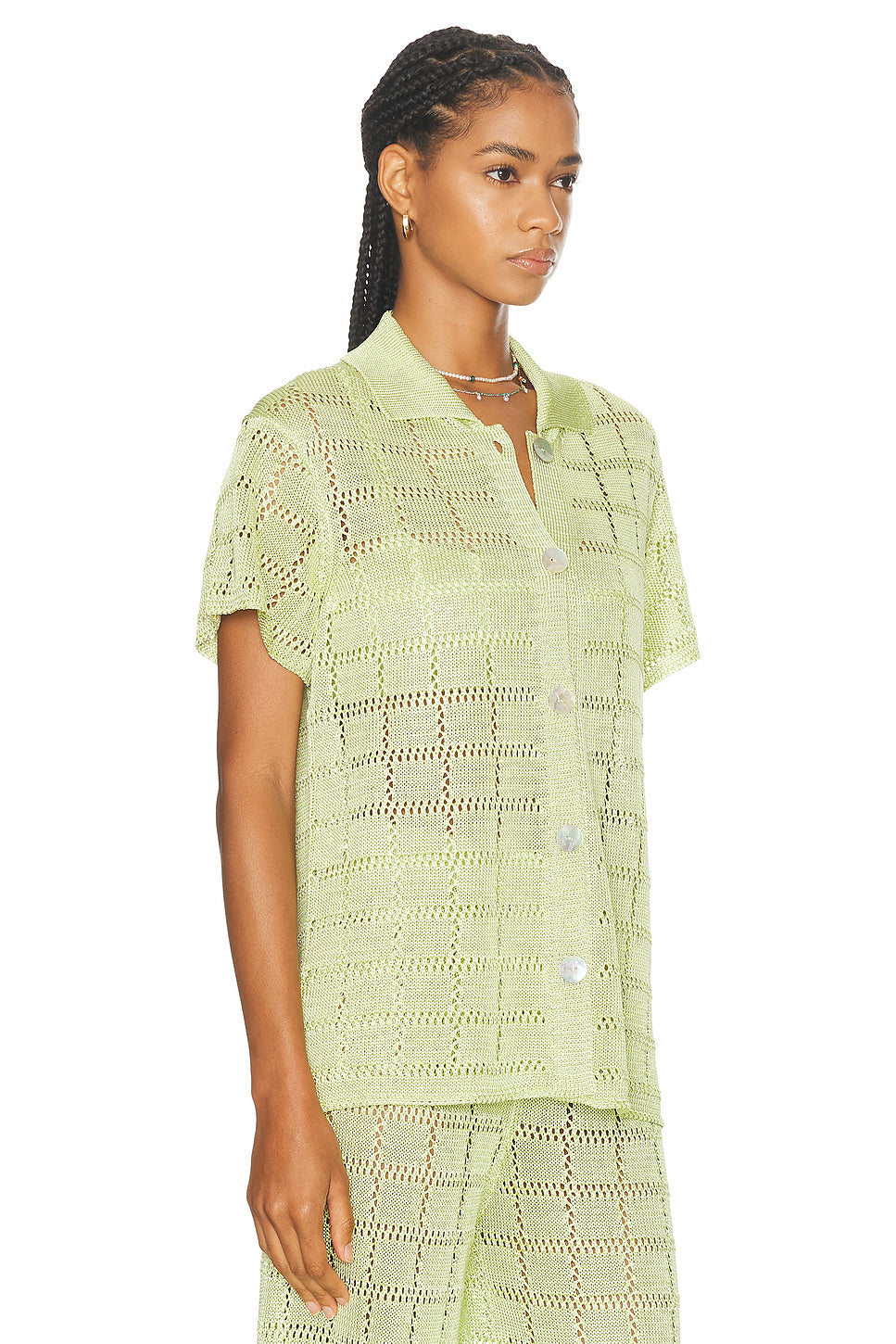 Crochet Short Sleeve Patchwork Shirt