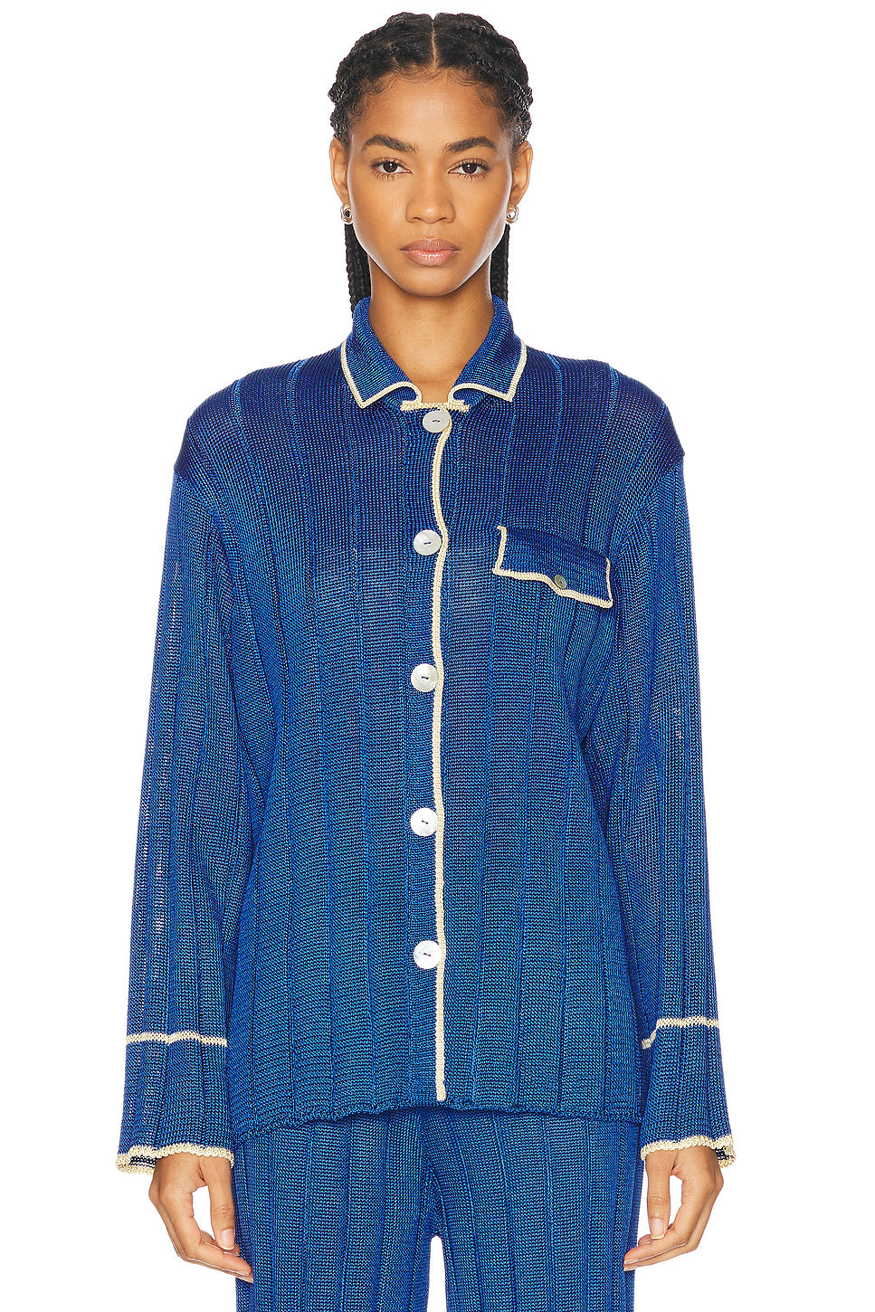 Wide Rib Long Sleeve Pajama Shirt