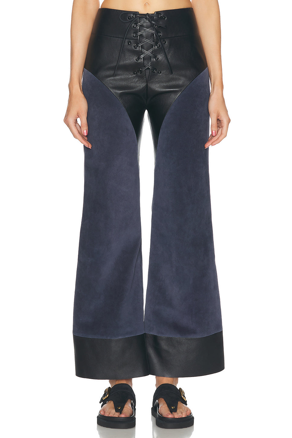 Nappa Leather Suede Wide Leg Pant