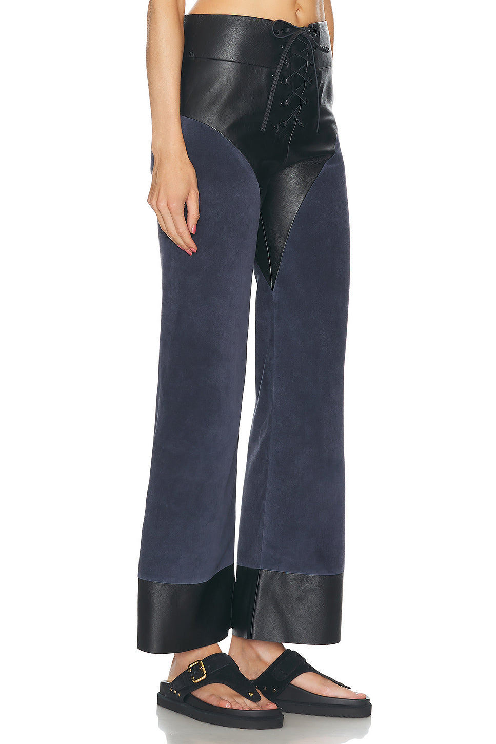 Nappa Leather Suede Wide Leg Pant