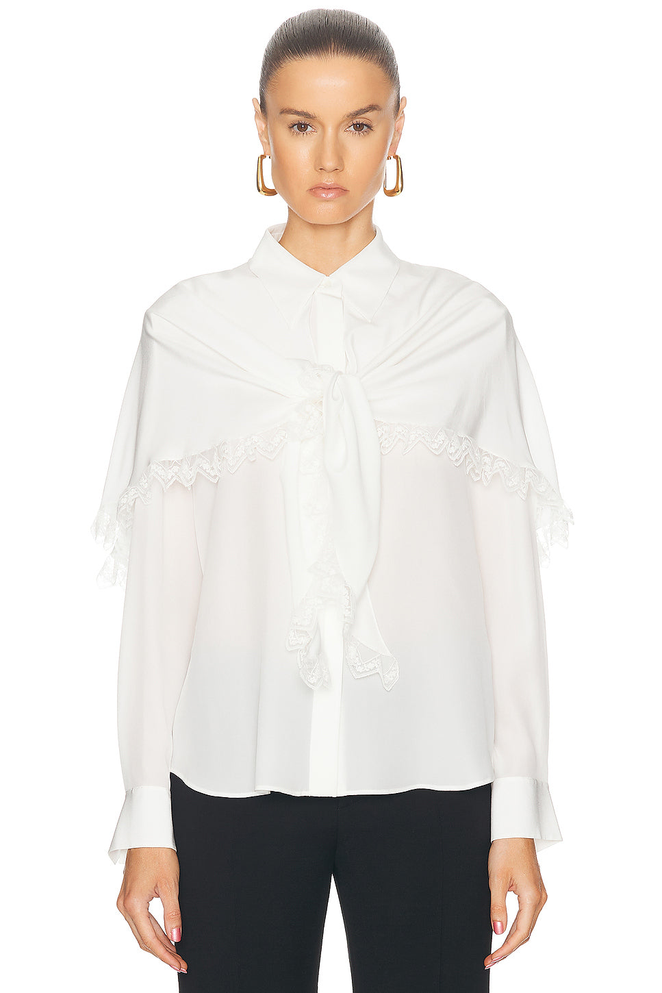 Long Sleeve Crepe De Chine Blouse