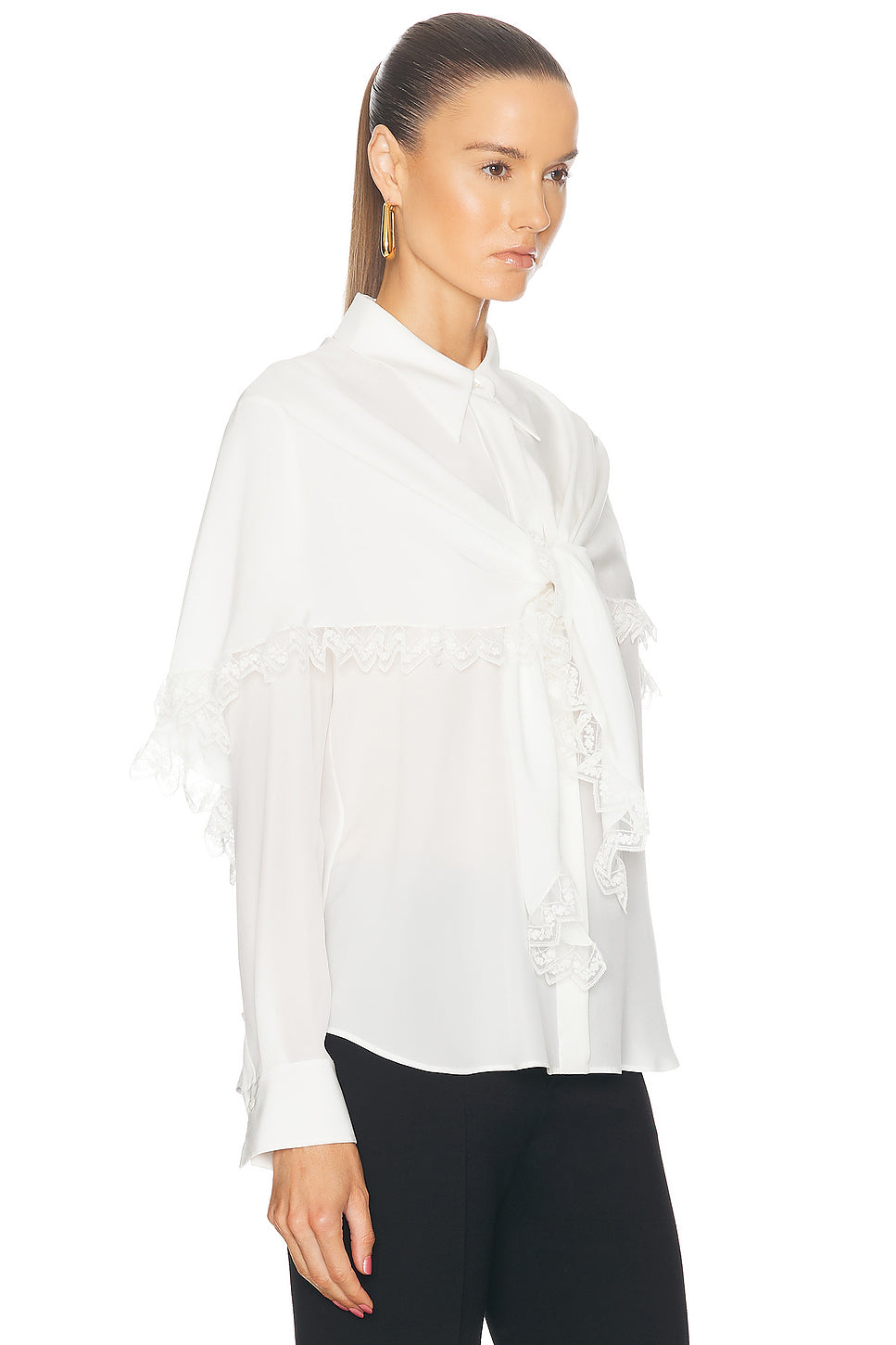 Long Sleeve Crepe De Chine Blouse