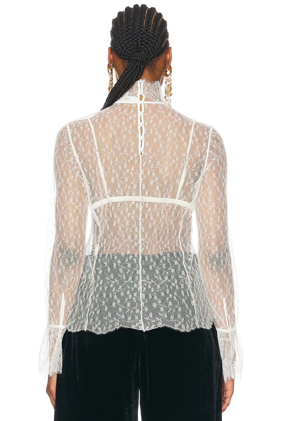 High Neck Long Sleeve Lace Blouse