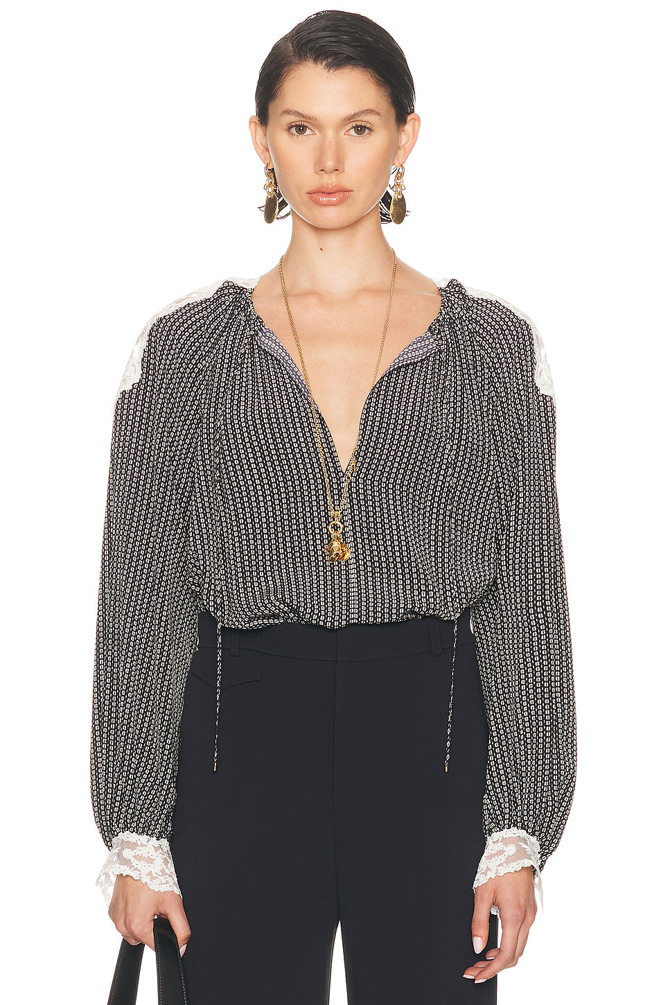 Geometric Crepe De Chine Blouse