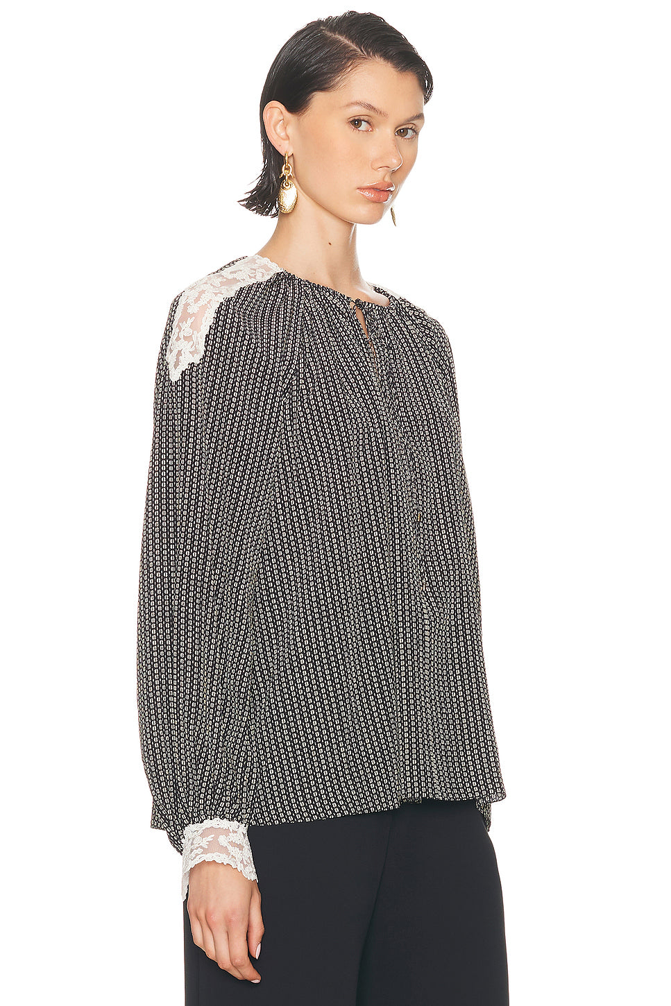 Geometric Crepe De Chine Blouse