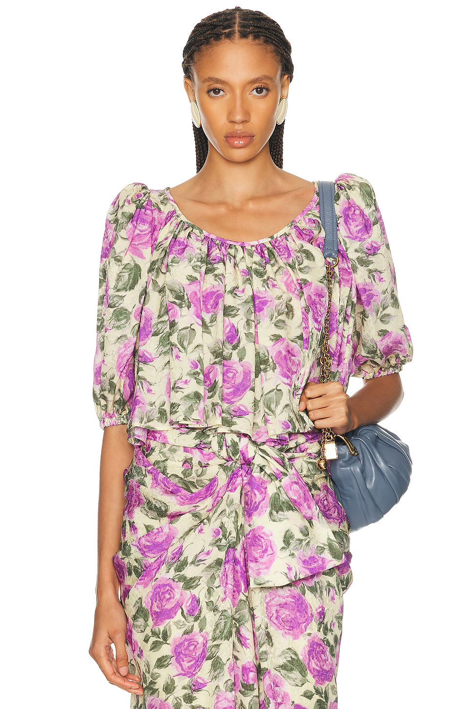 Cropped Flowy Puff Sleeve Top