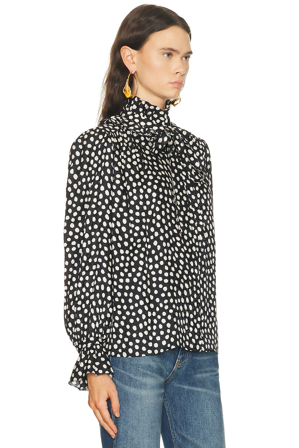 Ruffle Front Long Sleeve Top