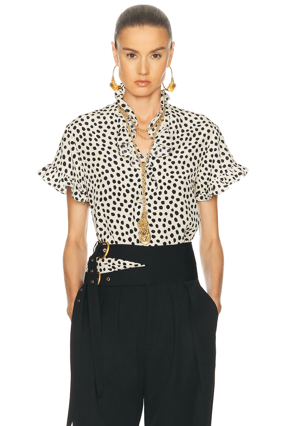 Ruffle Front Short Sleeve Top