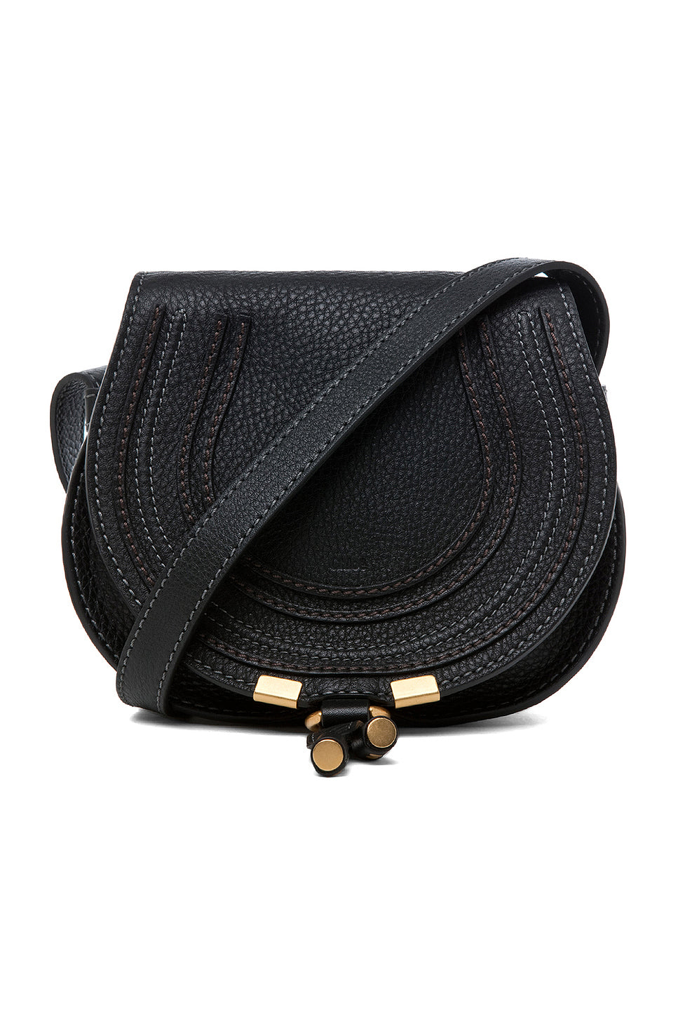 Small Marcie Grained Calfskin Saddle Bag