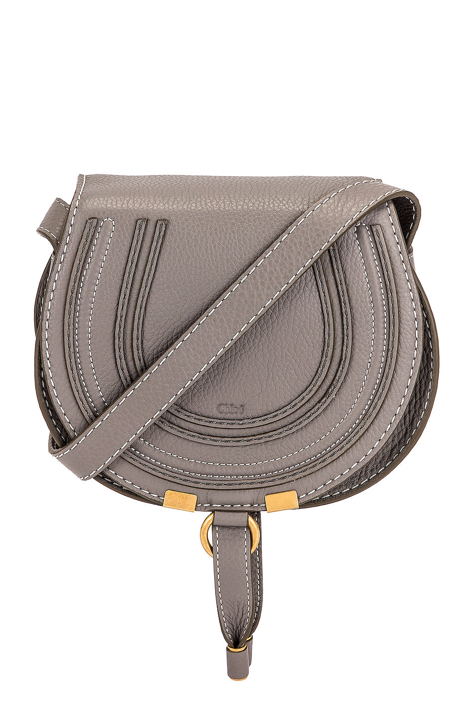 Small Marcie Grained Calfskin Saddle Bag