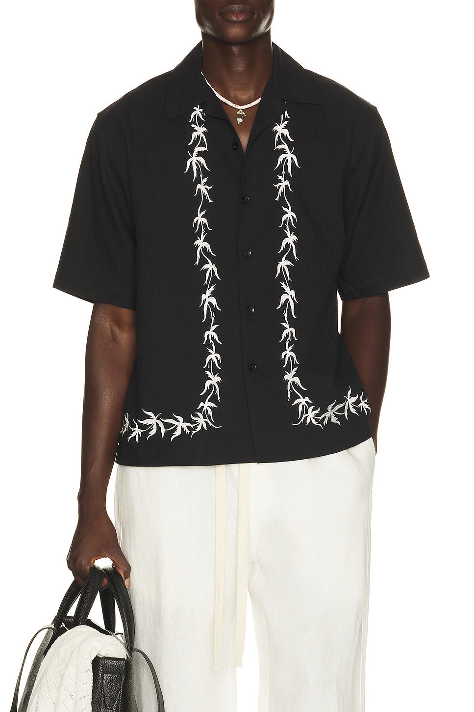 Palm Embroidery Bowling Shirt