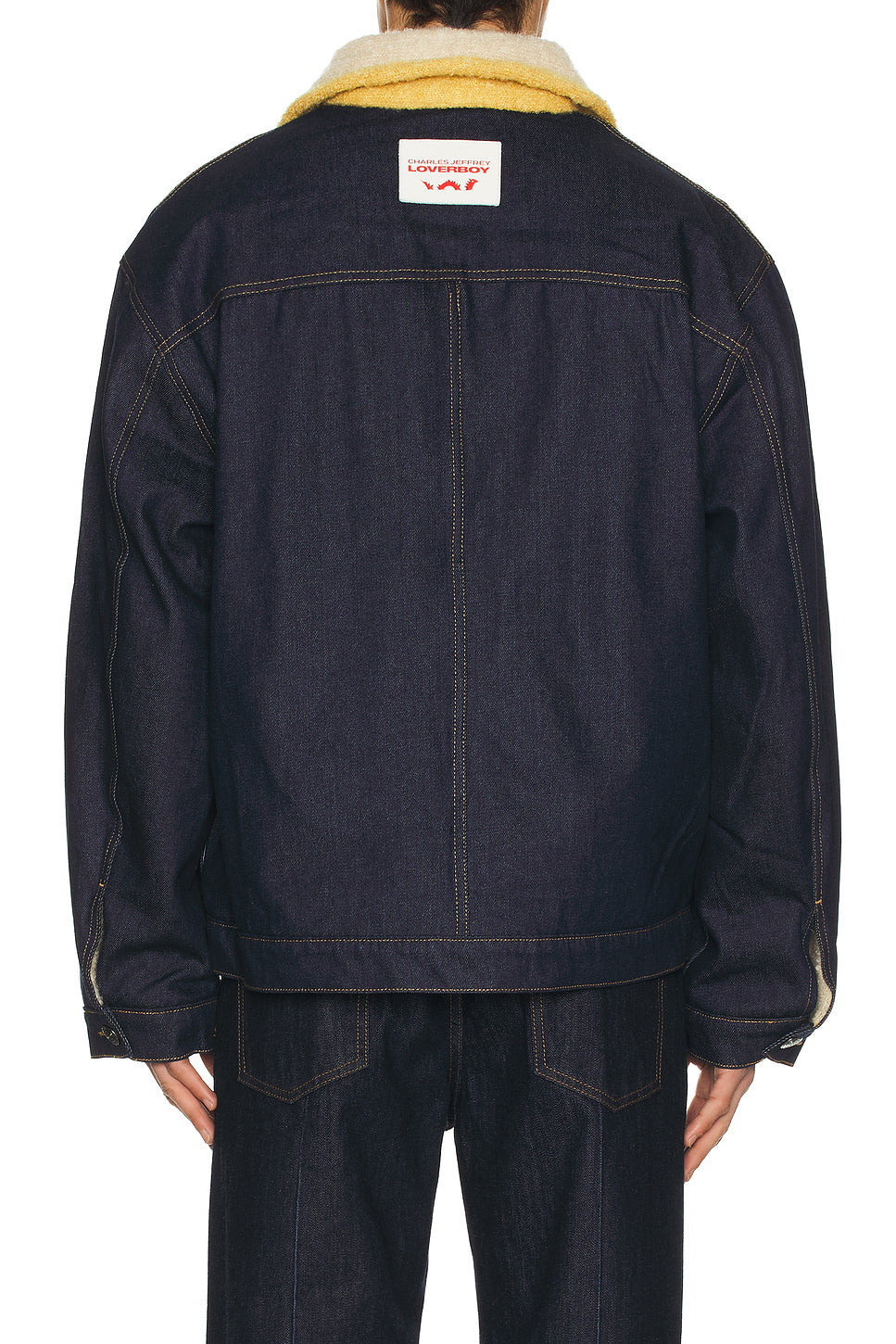 Denim Jacket With Knitted Collar