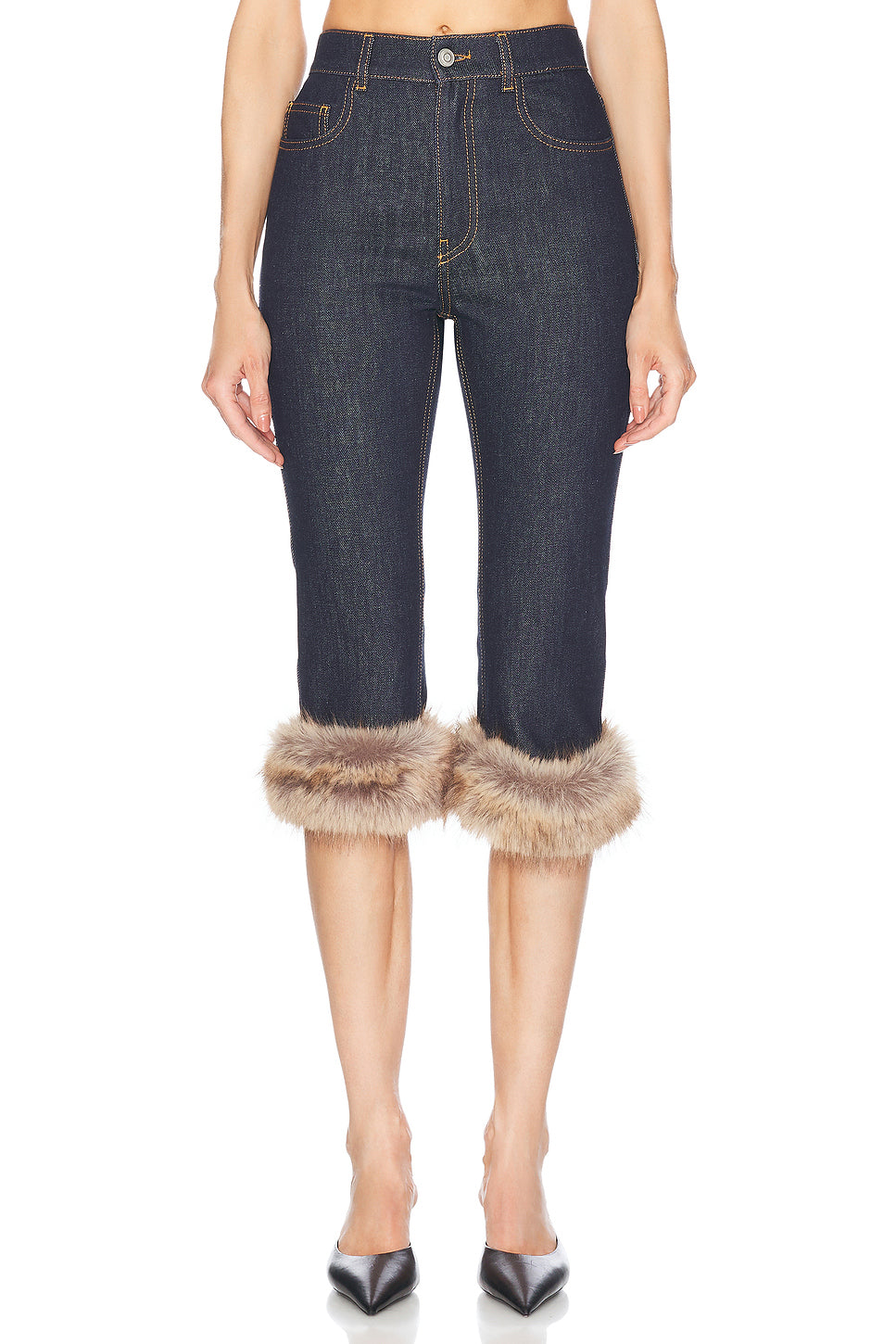 Faux Fur Hem Corsair Skinny