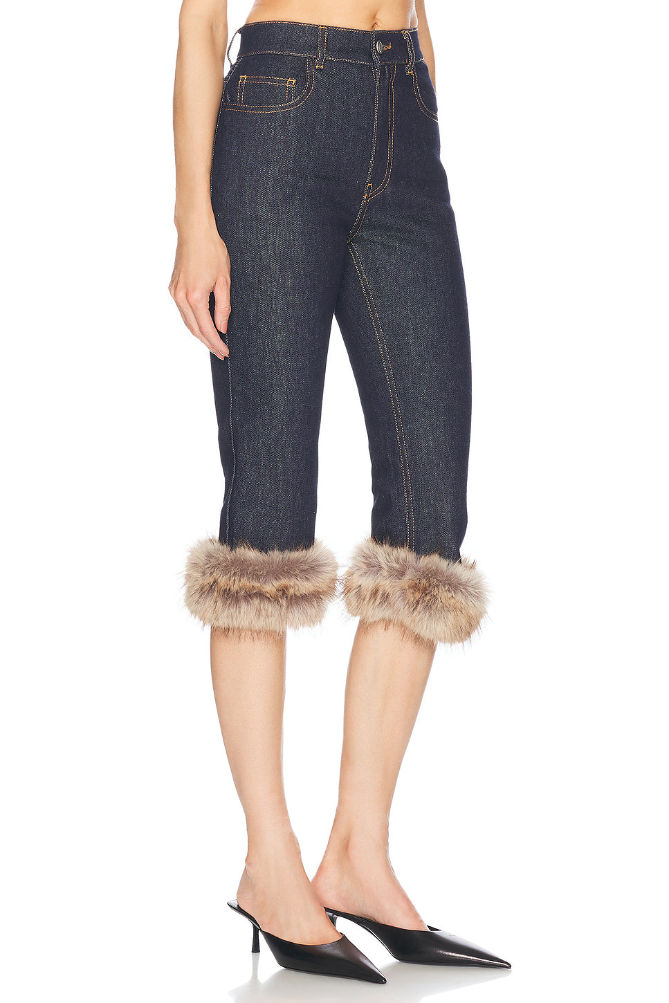 Faux Fur Hem Corsair Skinny