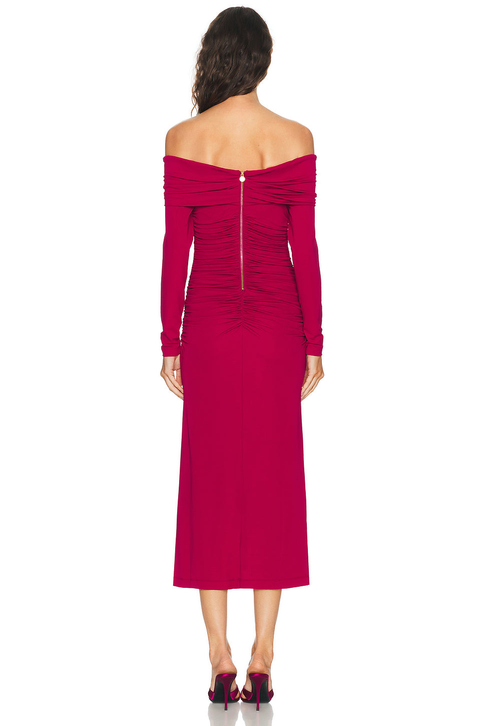Long Sleeve Off The Shoulder Midi Dress