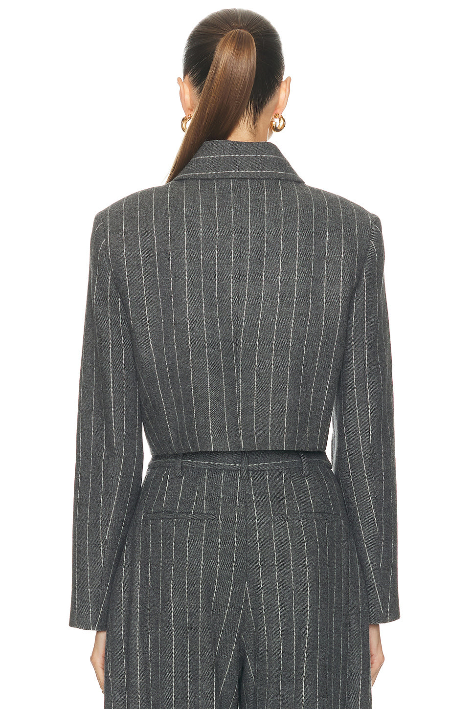 Cropped Double Breasted Pinstripe Jacket