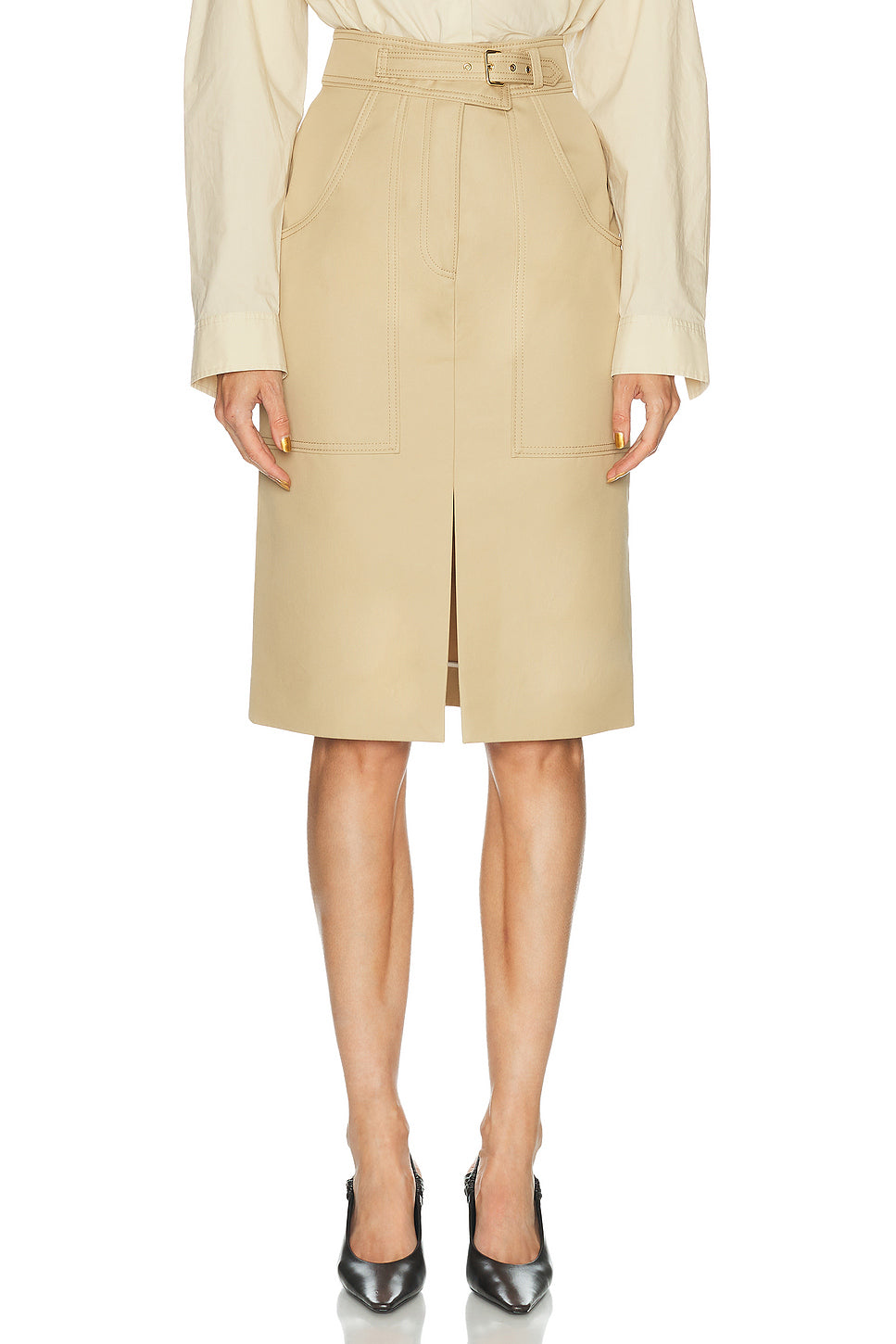 Twill Pencil Skirt