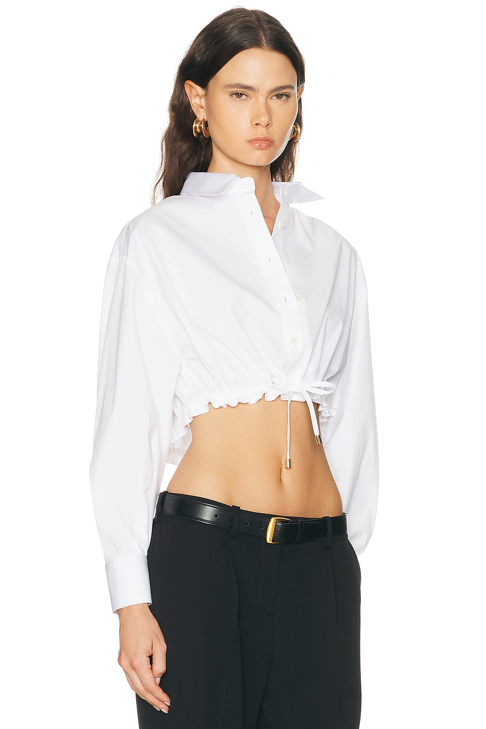 Long Sleeve Button Down Cropped Top