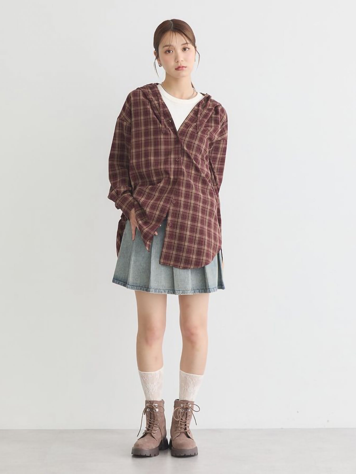 Chiaki Hoodie Check Shirt