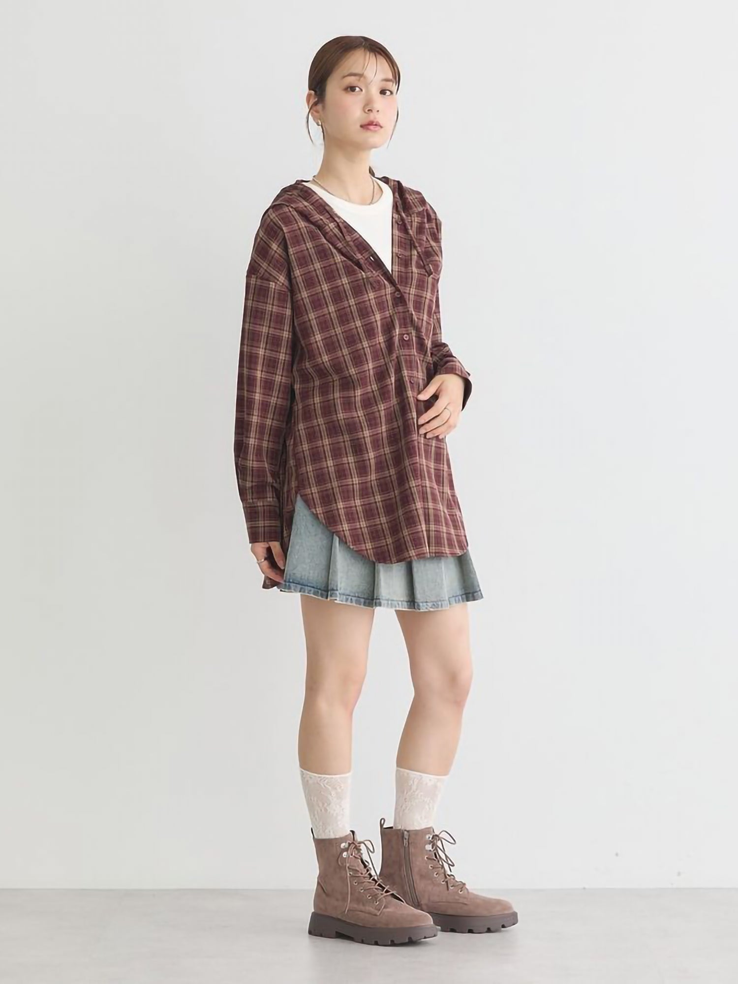 Chiaki Hoodie Check Shirt