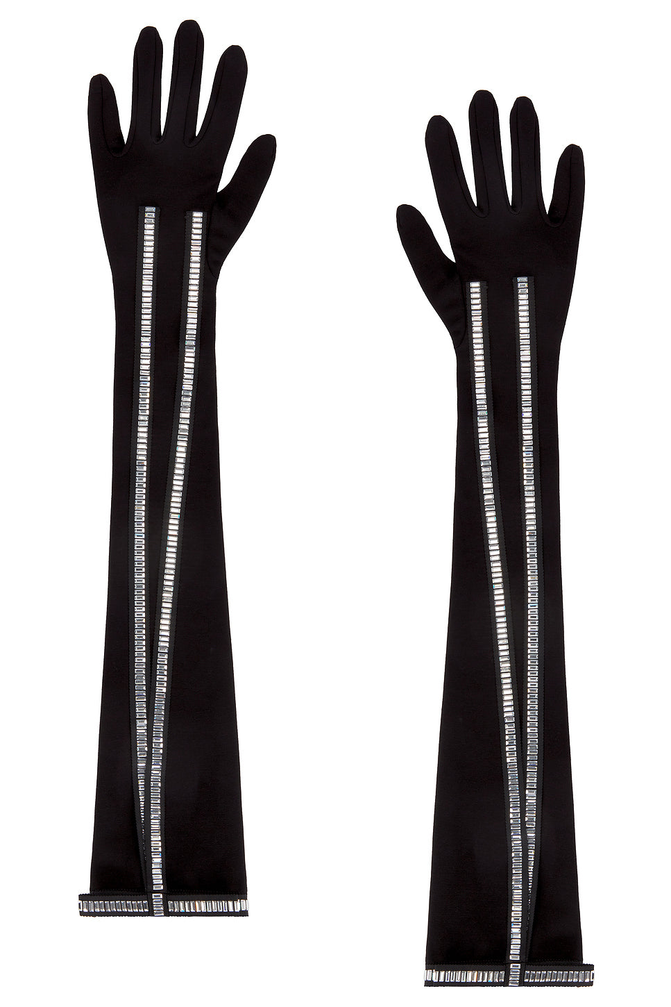 Crystal Bow Trim Long Gloves