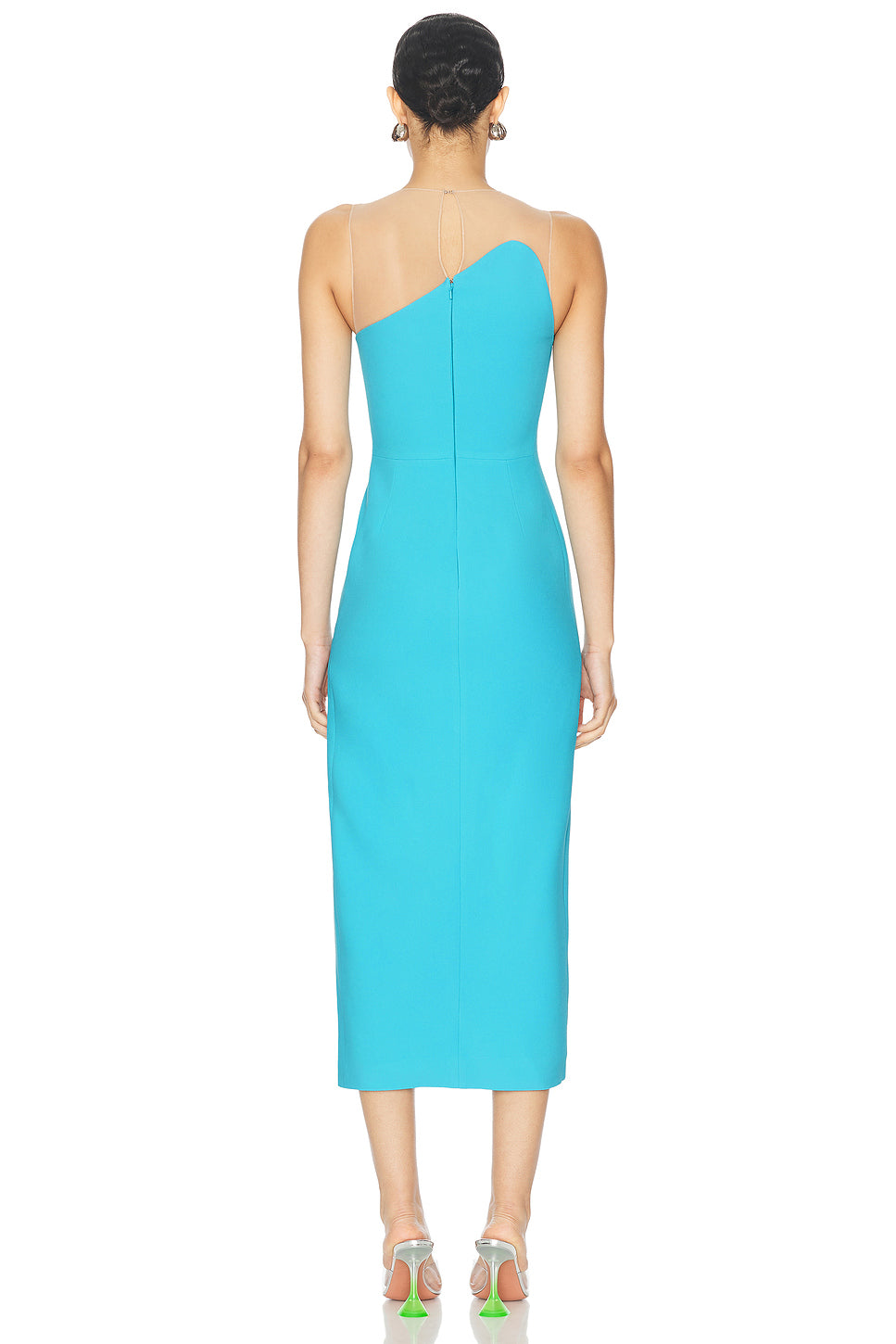 Asymmetric Neckline Midi Dress