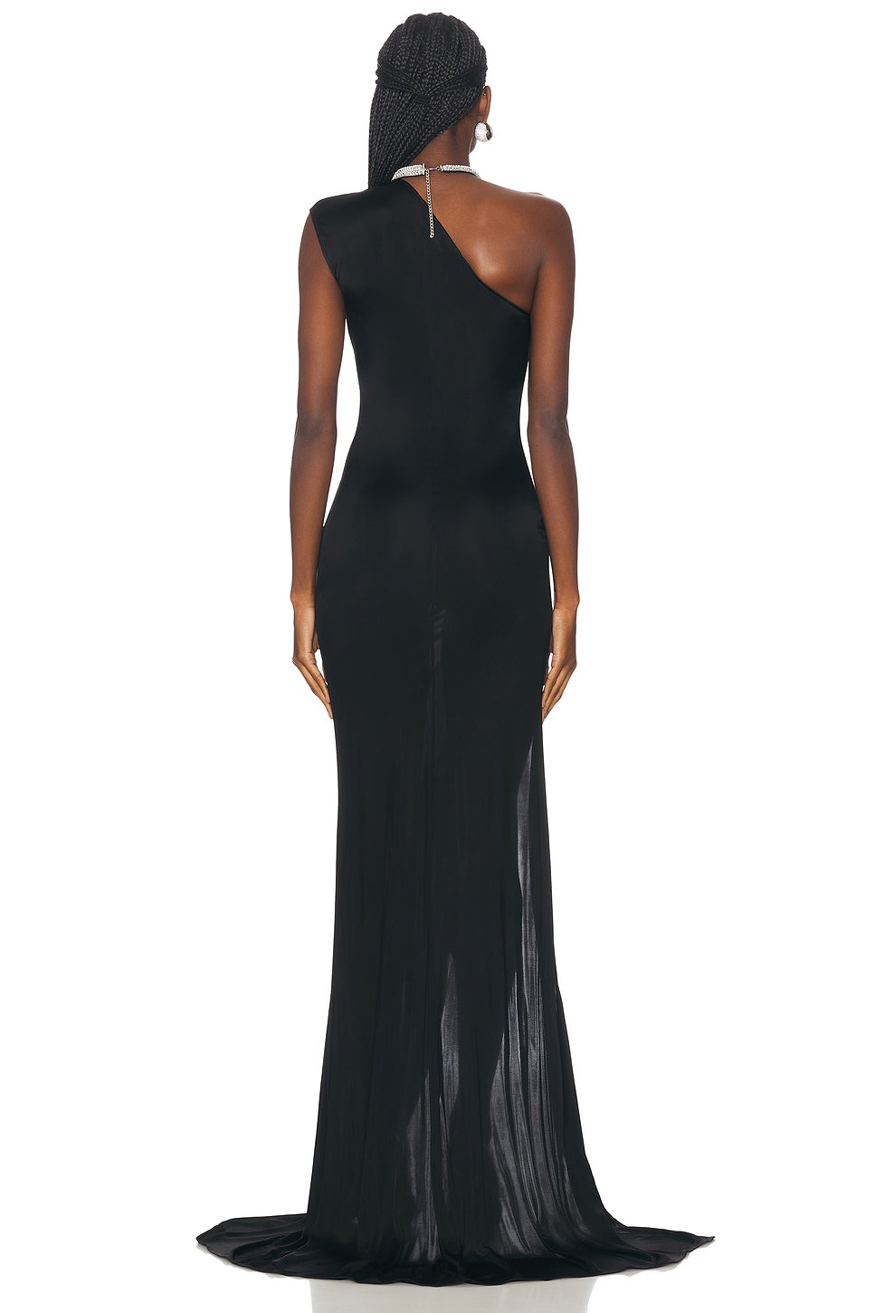 Crystal Feather One Shoulder Gown