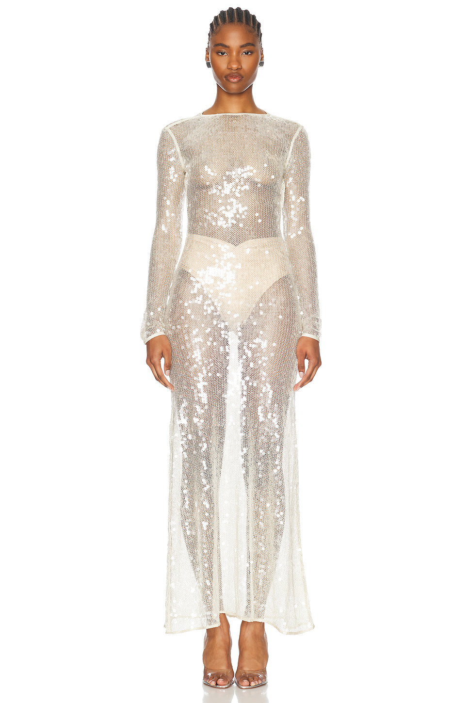 Sequin Open Back Gown
