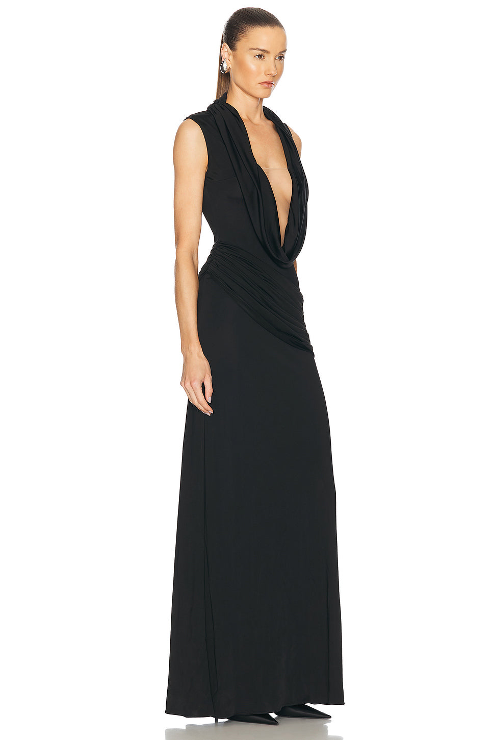 Plunge Neck Sleeveless Gown