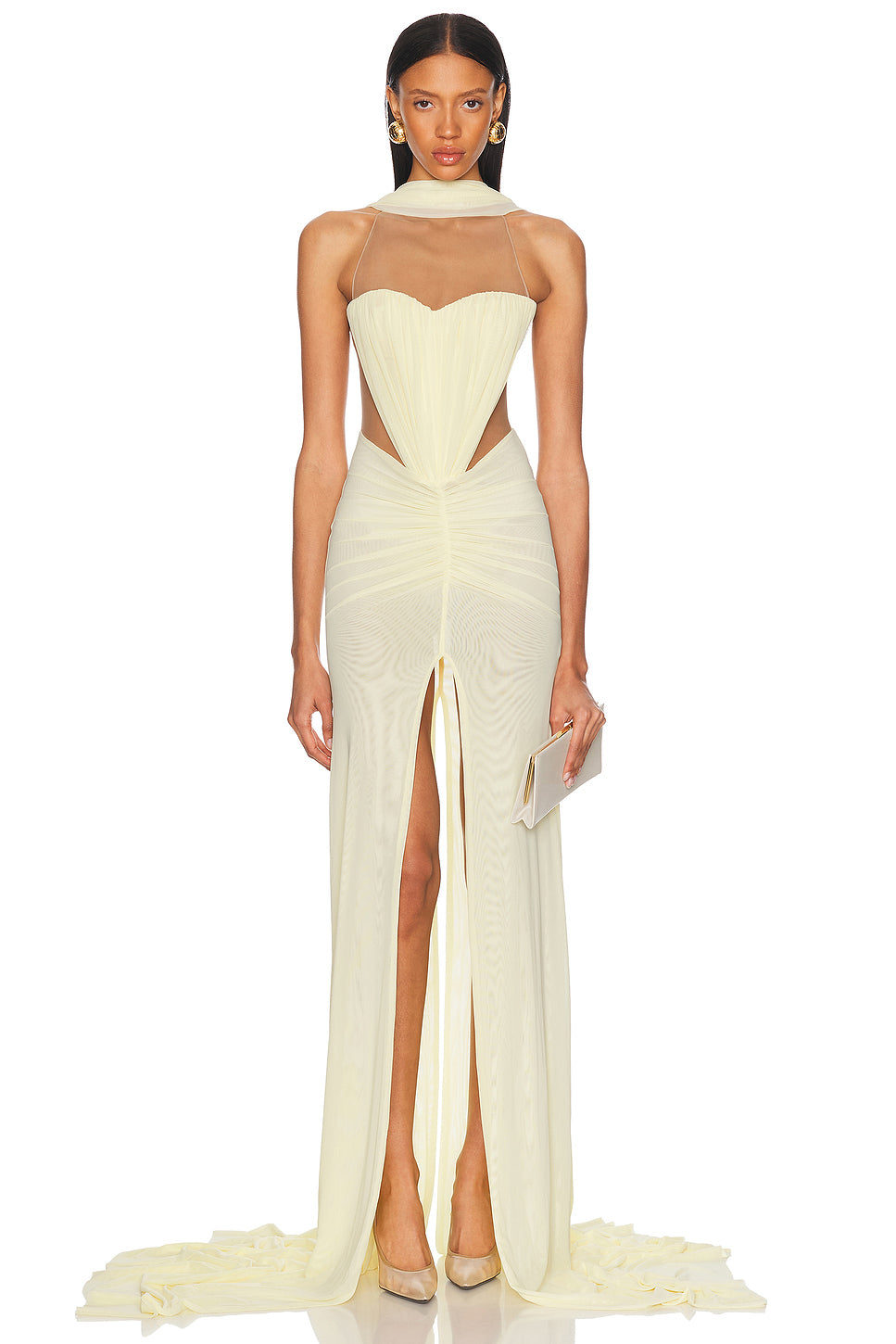 Ruched Scarf Detail Gown