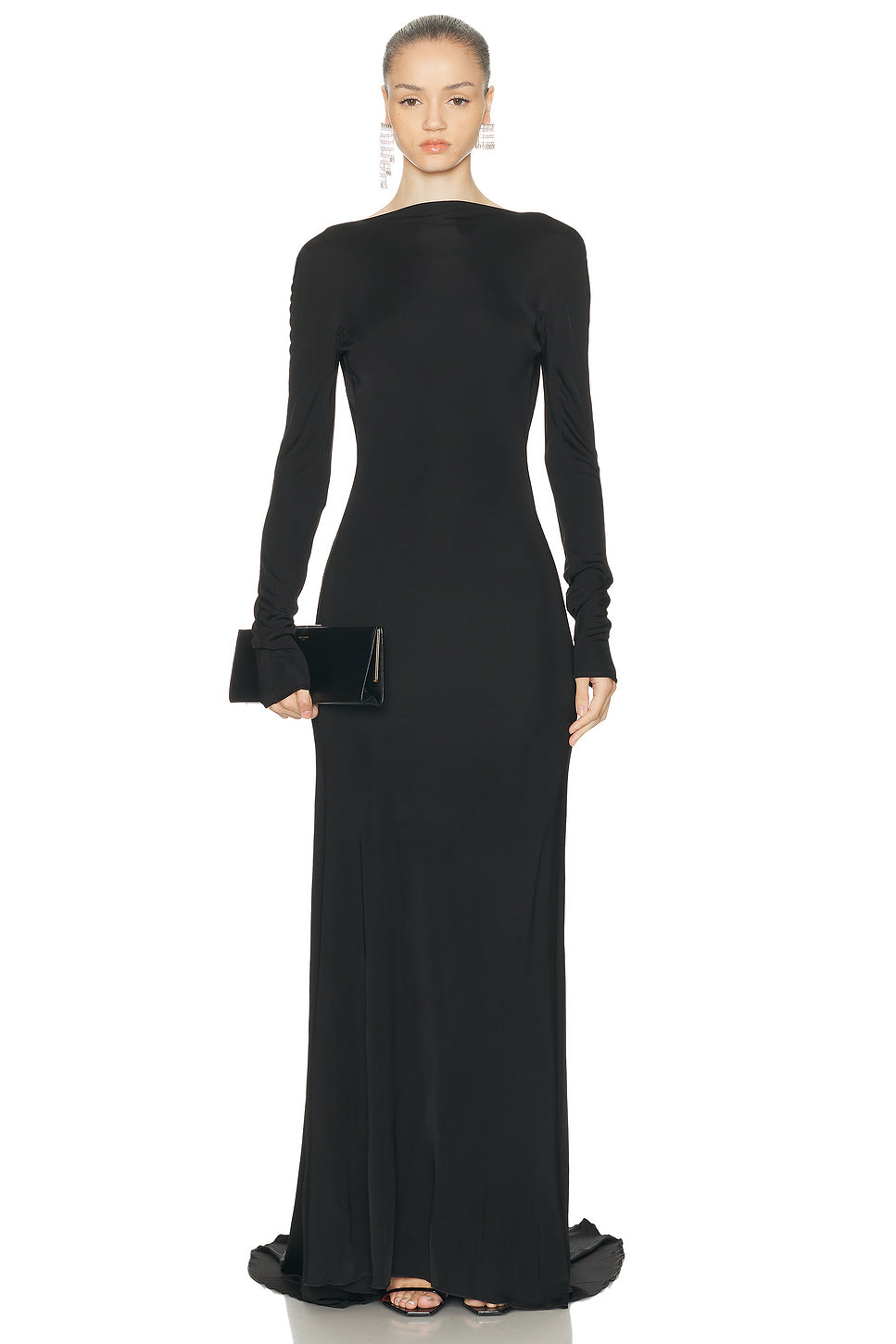 Open Back Long Sleeve Gown