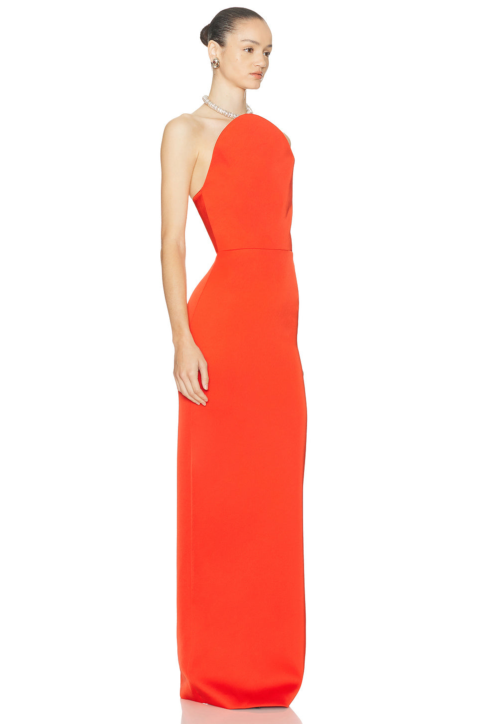 Asymmetric Cut Strapless Gown