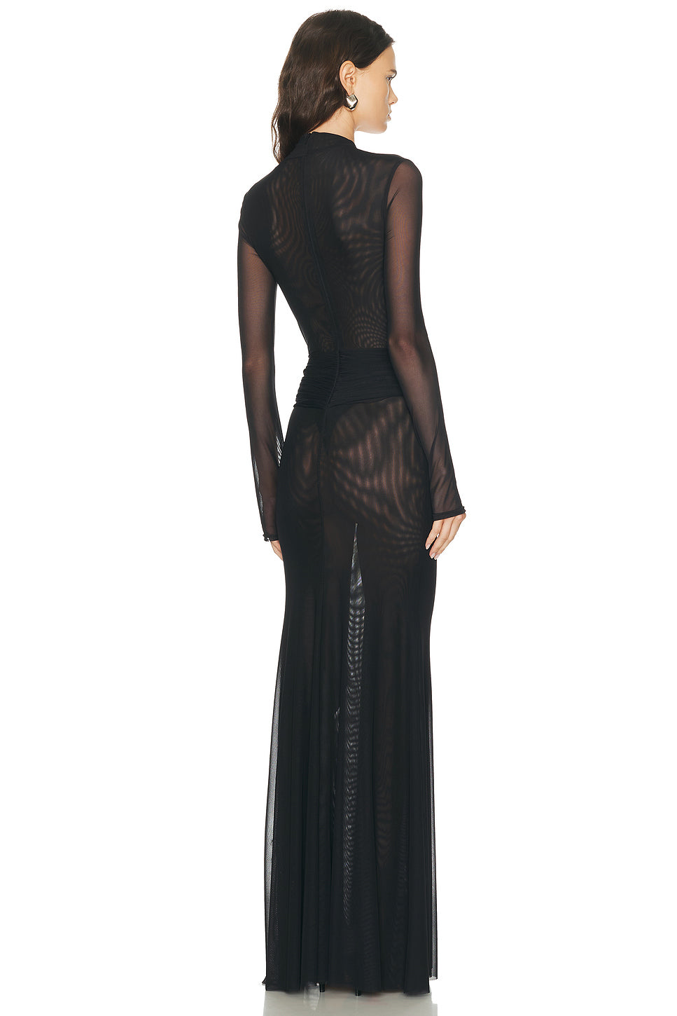 V-Neck Long Sleeve Mesh Gown