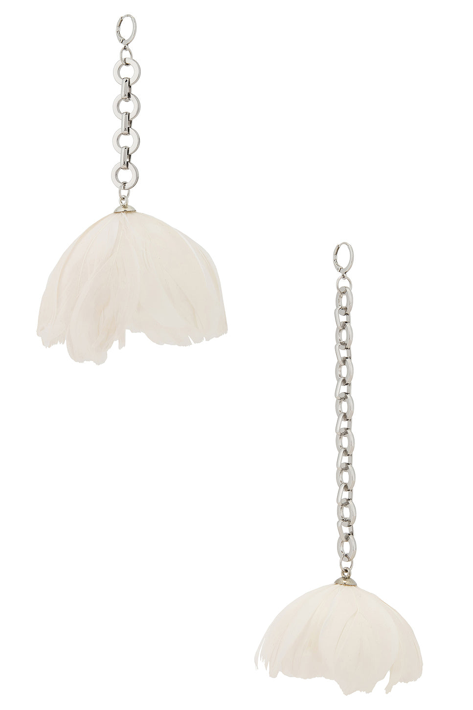 Feather Flower Asymmetric Earrings