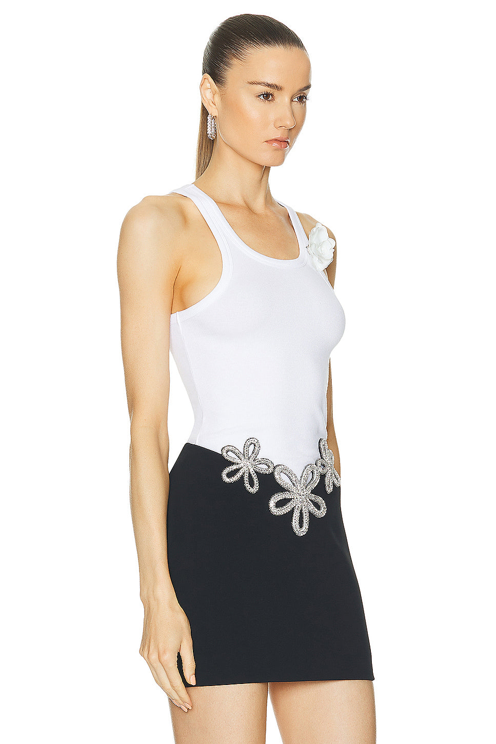 Payette Flower Brooch Rib Tank Top