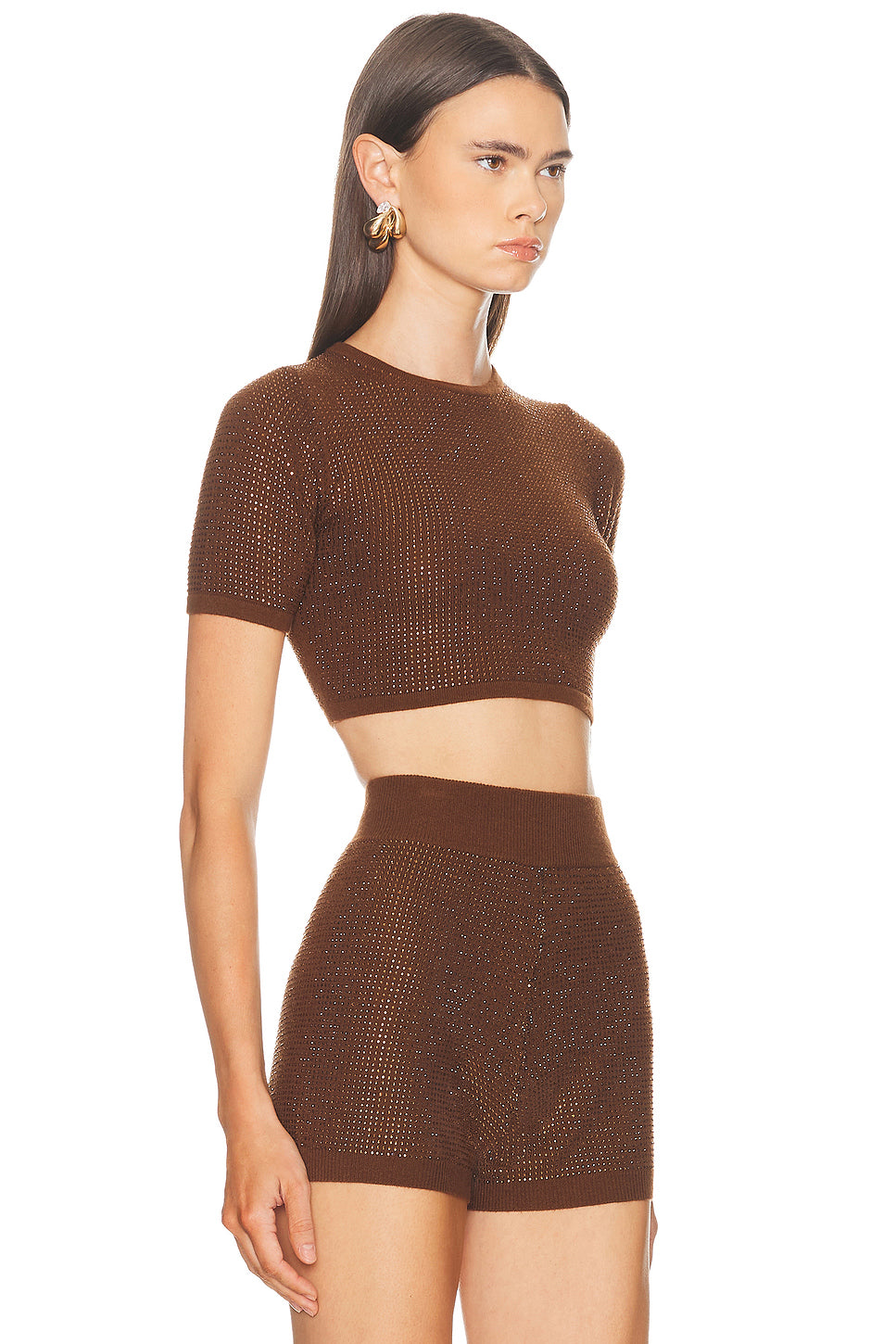 Rhinestone Embroidered Crop Top