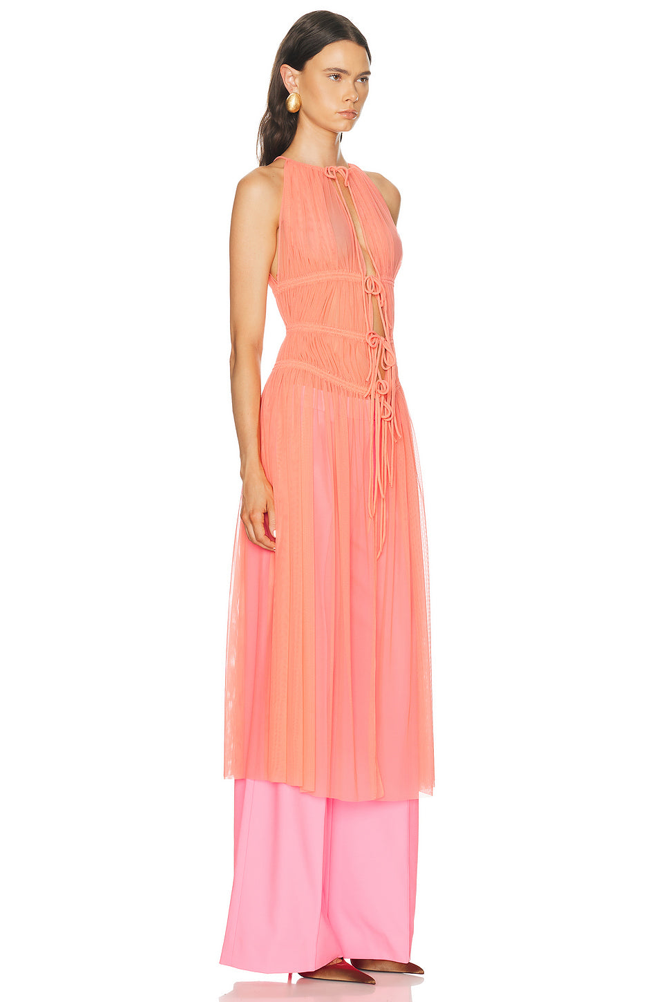 Ruched Halter Neck Mesh Top