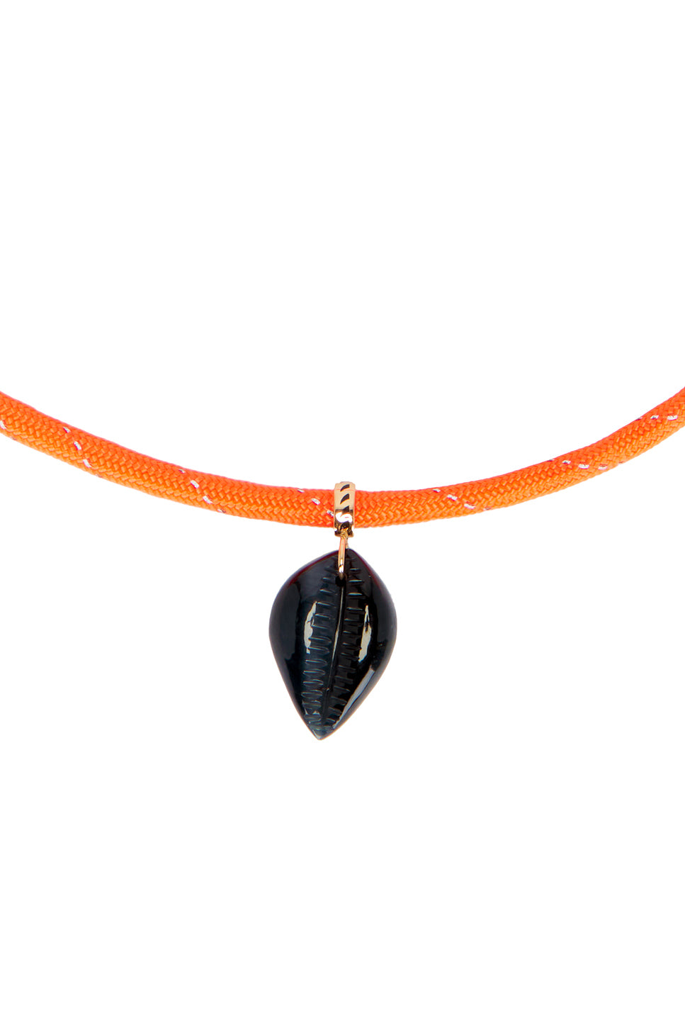 DEZSO BY SARA BELTRÁN Classic Carved Cowry Shark Fin Enamel Surf Cord Necklace