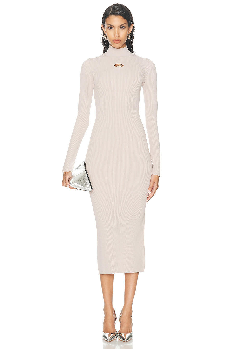 Mock Neck Midi Dress