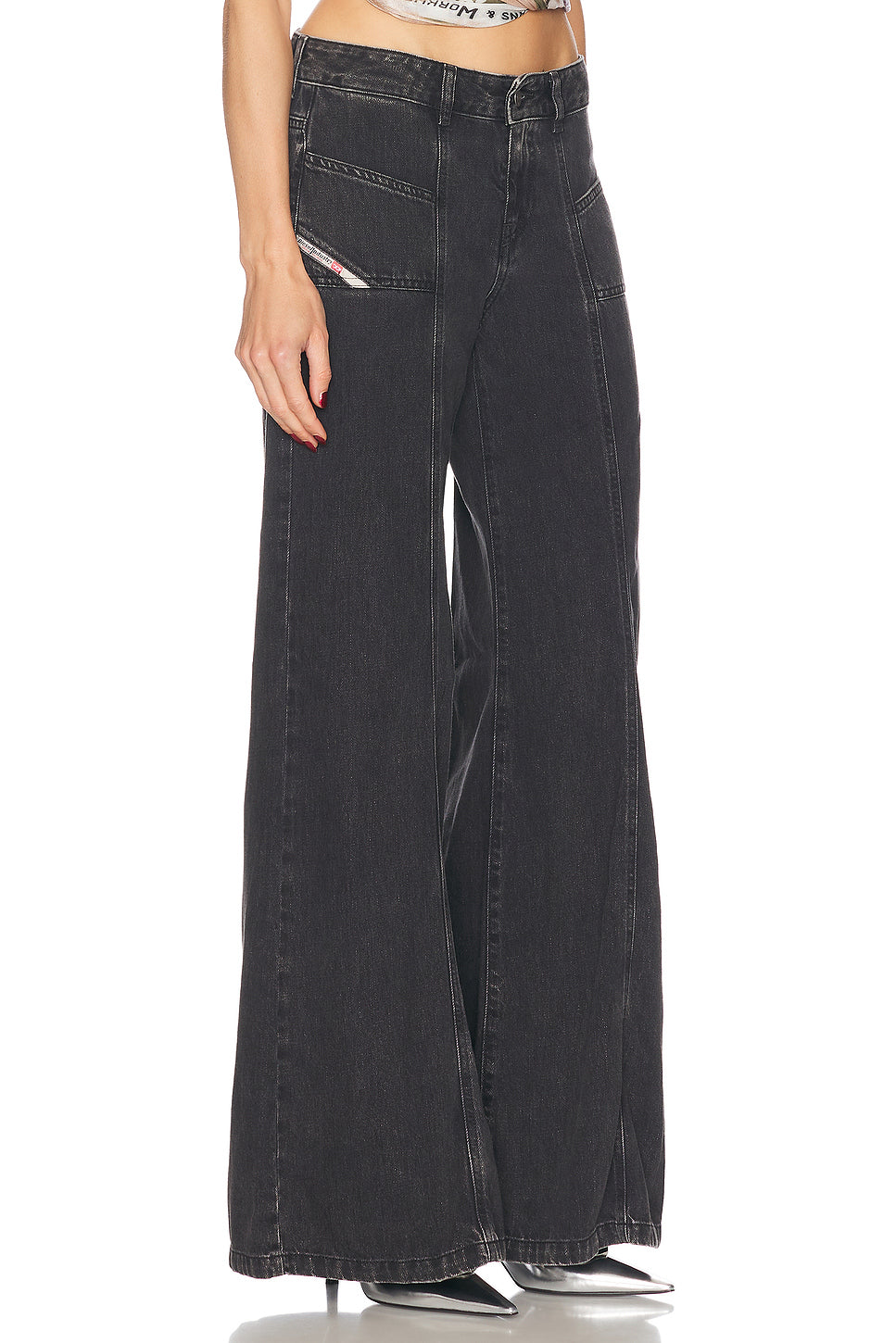 Mid Rise Flare Leg Jeans