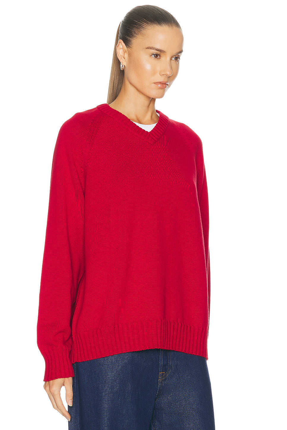 The Cotton Knit V Neck Sweater