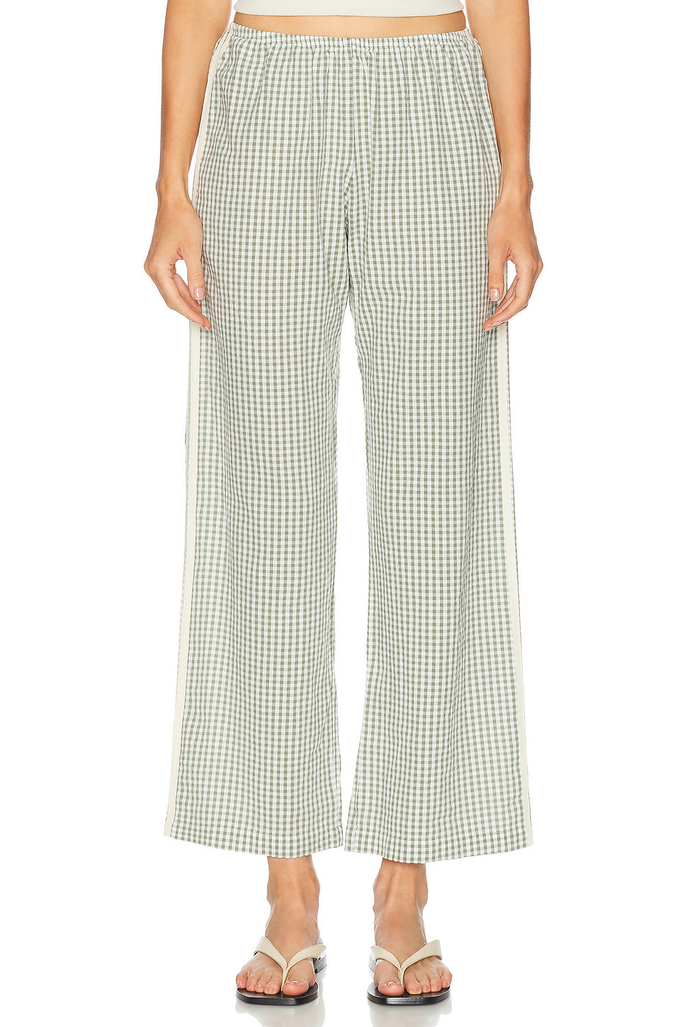 The Cotton Gingham Stripe Crop Pant