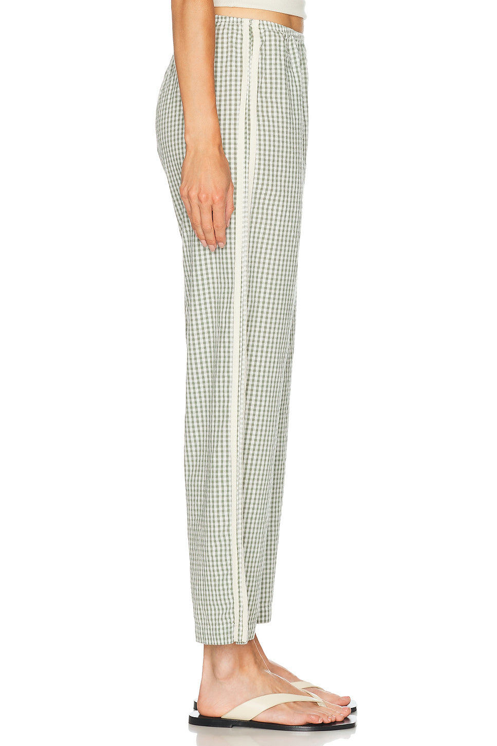 The Cotton Gingham Stripe Crop Pant