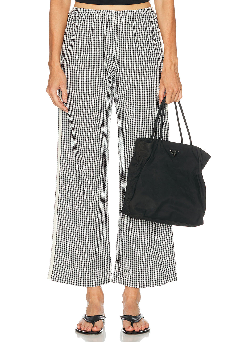 The Cotton Gingham Stripe Crop Pant