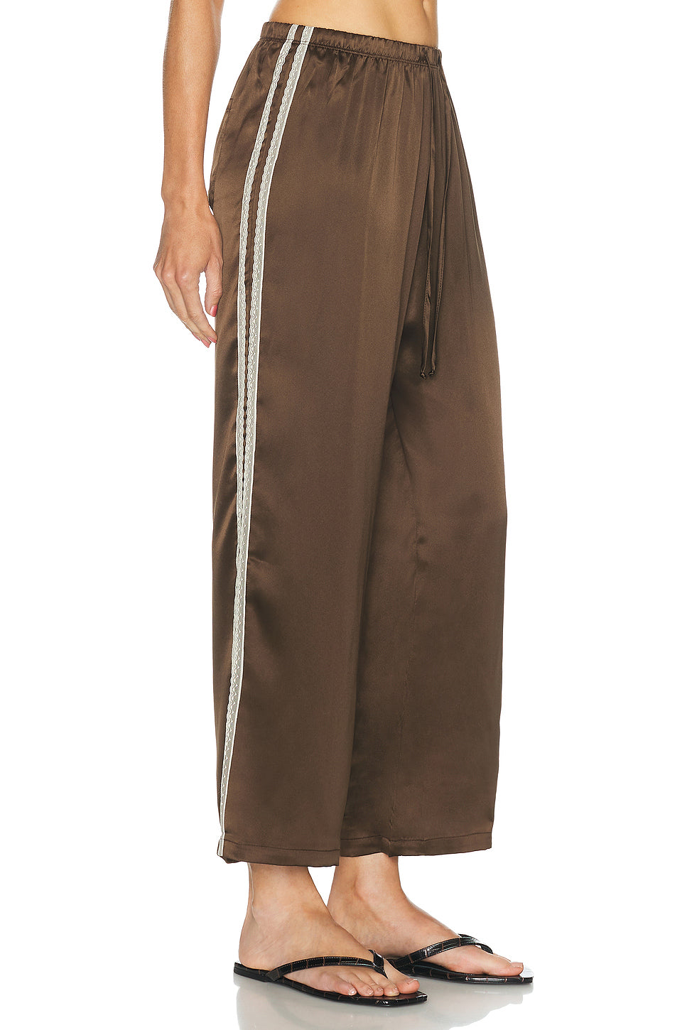The Silk Lace Stripe Crop Pant