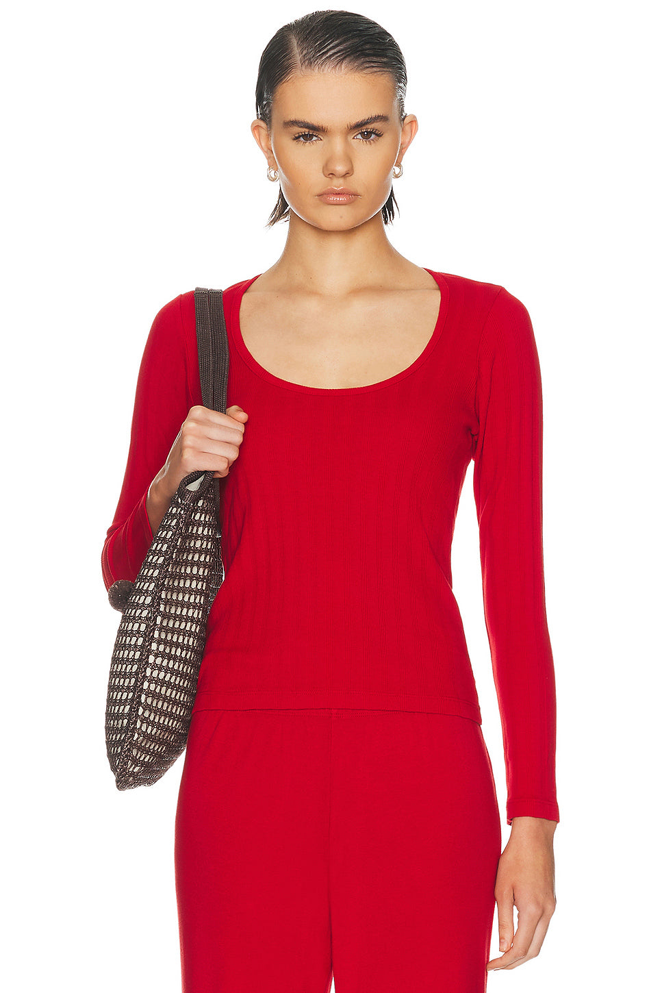The Varied Rib Long Sleeve Scoop Neck Tee