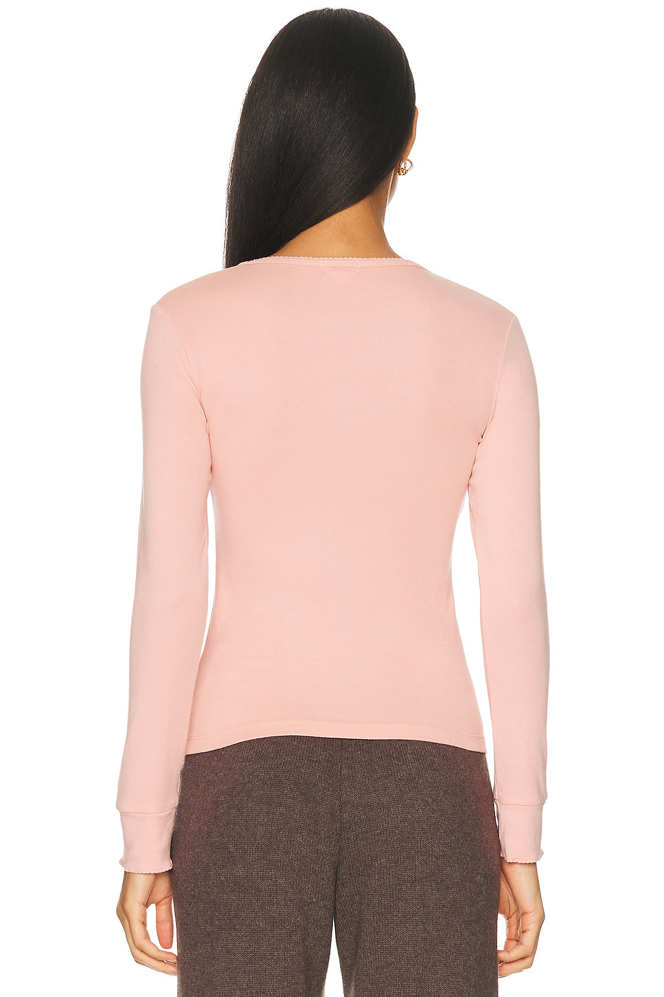 The Baby Rib Scallop Long Sleeve Top