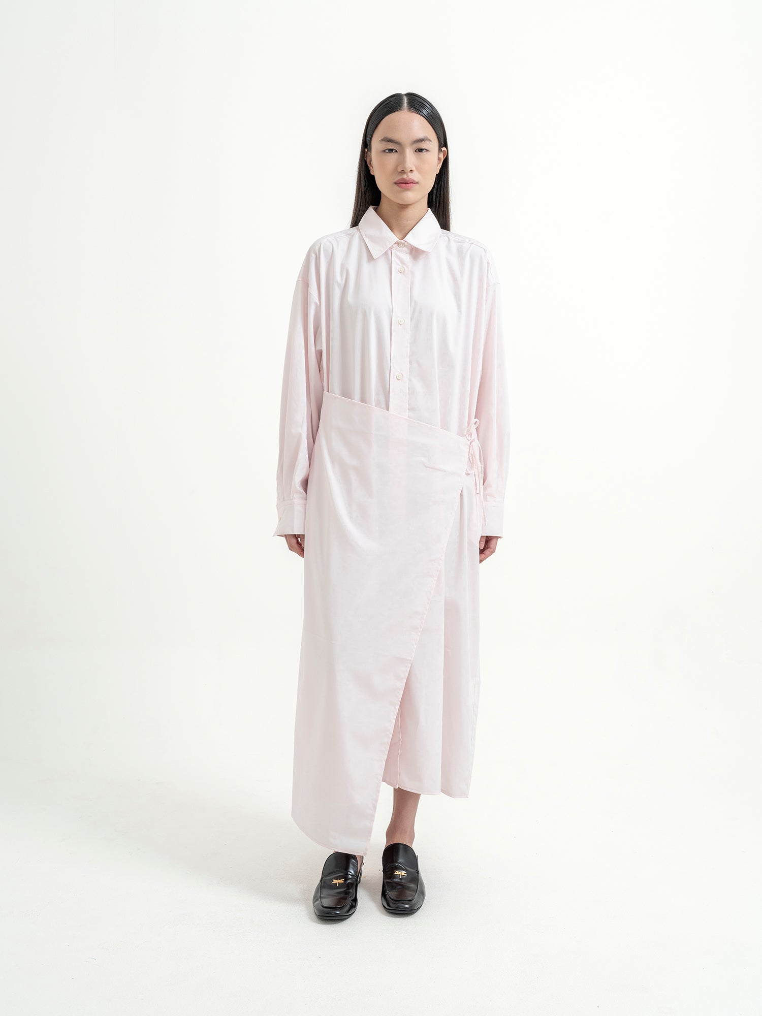 Nuo Apron Shirt Dress - Light Pink - Bown