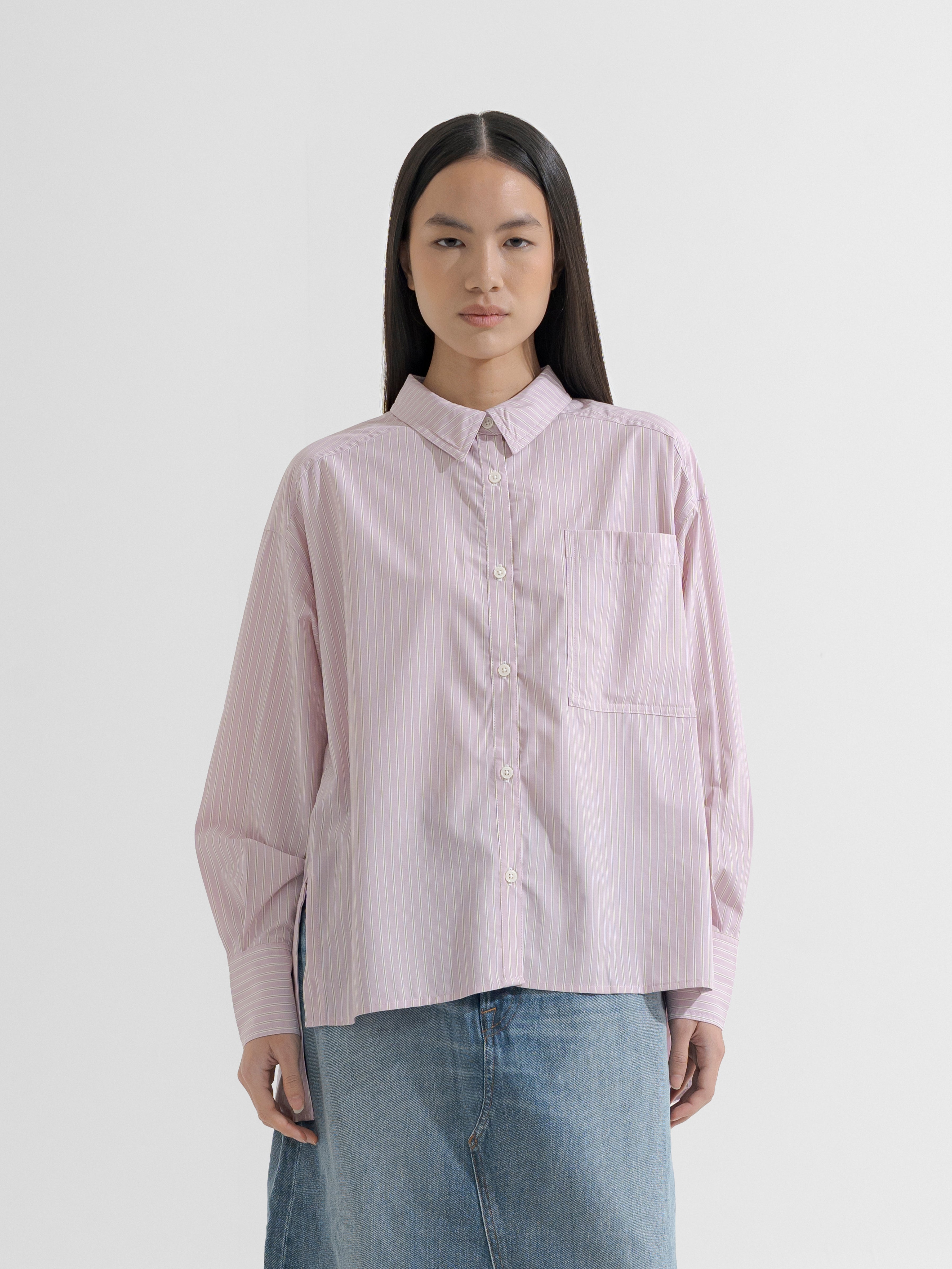 Chiryu Side Slit Striped Overshirt