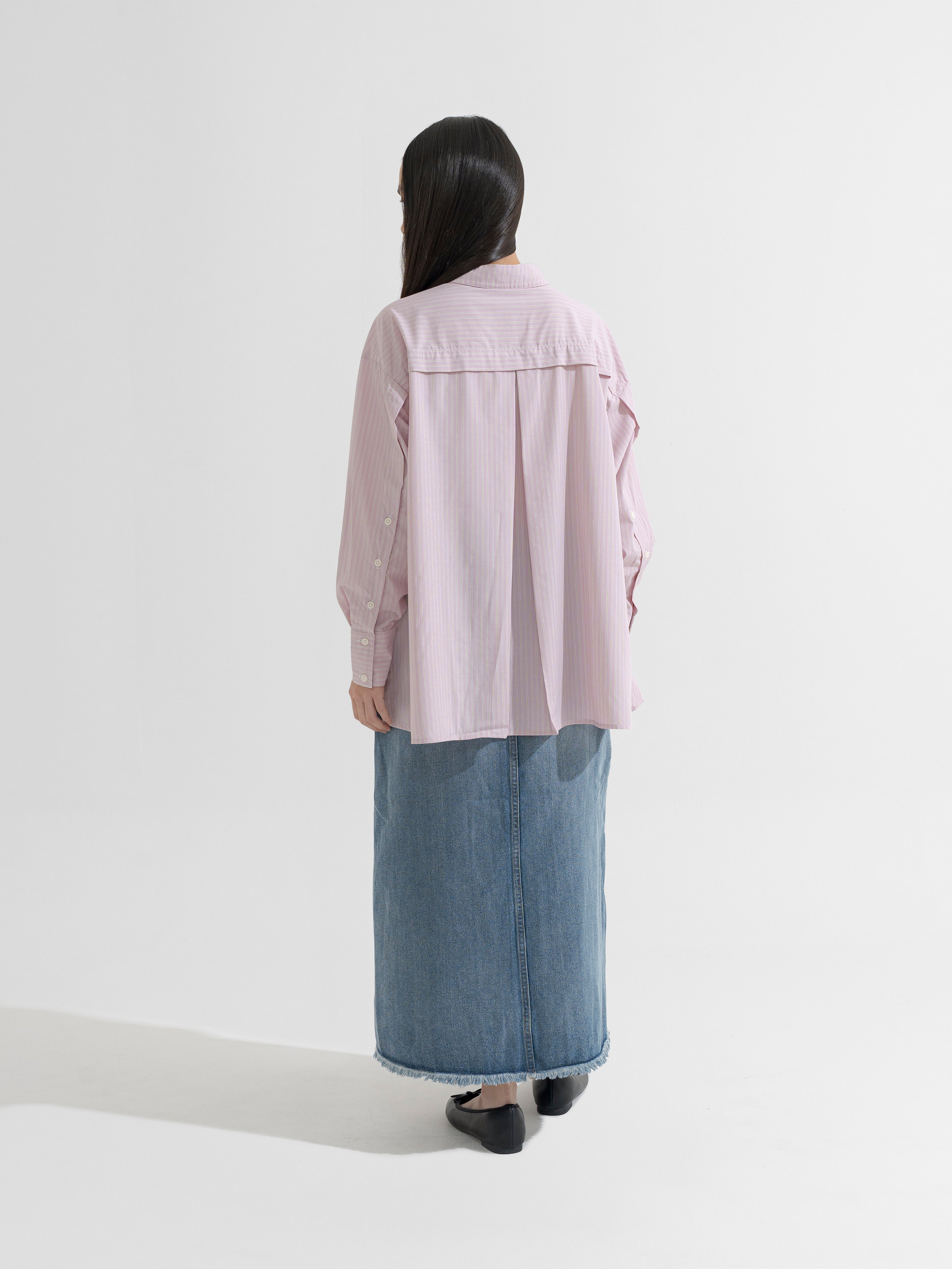 Chiryu Side Slit Striped Overshirt